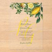 Rustic Yellow Lemon & Foliage Greenery Wedding Acryl Uitnodigingen (Voorkant)