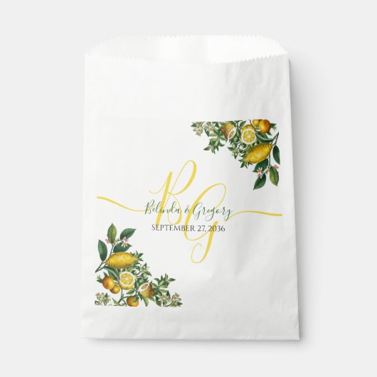 Rustic Yellow Lemon & Foliage Greenery Wedding Bedankzakje (Voorkant)
