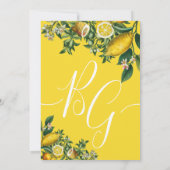 Rustic Yellow Lemon & Foliage Greenery Wedding Kaart (Achterkant)
