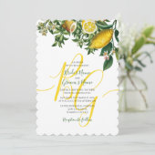 Rustic Yellow Lemon & Foliage Greenery Wedding Kaart (Staand voorkant)