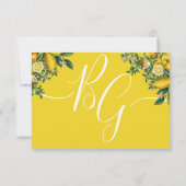 Rustic Yellow Lemon & Foliage Greenery Wedding RSVP Kaartje (Achterkant)