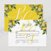 Rustic Yellow Lemon & Foliage Greenery Wedding RSVP Kaartje (Voorkant / Achterkant)