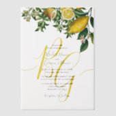 Rustic Yellow Lemon & Foliage Greenery Wedding Vellum Uitnodigingen (Voorkant)