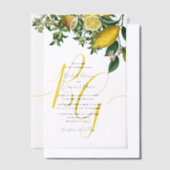 Rustic Yellow Lemon & Foliage Greenery Wedding Vellum Uitnodigingen (Offset)