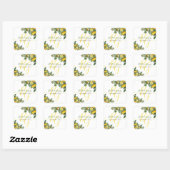Rustic Yellow Lemon & Foliage Greenery Wedding Vierkante Sticker (Vel)