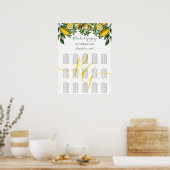 Rustic Yellow Lemon Greenery Wedding Seating Chart Poster (Keuken)