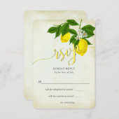 Rustic Yellow Lemons Floral Wedding RSVP (Voorkant / Achterkant)