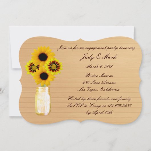 Rustic Yellow Mason Jar Invitation de la partie d' (Devant)