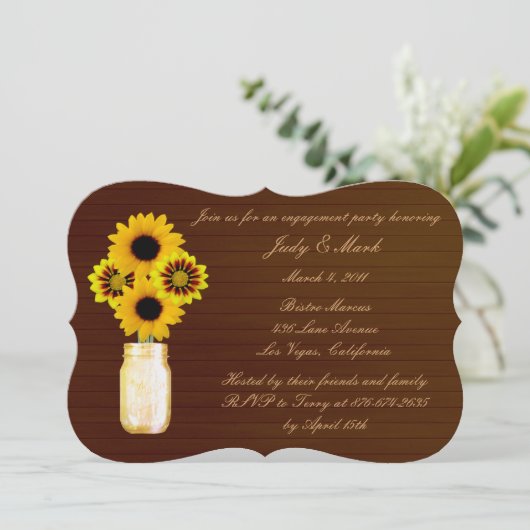 Rustic Yellow Mason Jar Invitation de la partie d' (Debout devant)