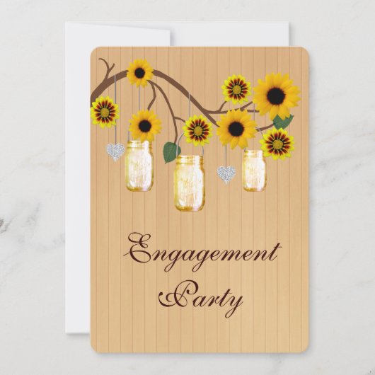 Rustic Yellow Mason Jars Engagement Party nodigt u Kaart (Voorkant)