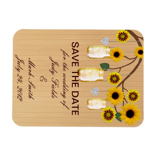 Rustic Yellow Mason Jars Save the Date Magnet Magneet (Horizontaal)