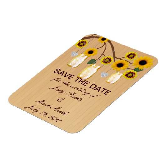 Rustic Yellow Mason Jars Save the Date Magnet Magneet (Linkerzijde)