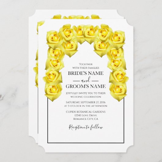 Rustic Yellow Roses Wedding Invitations Kaart (Voorkant / Achterkant)