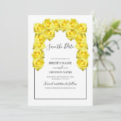 Rustic Yellow Roses Wedding Save the Date (Staand voorkant)