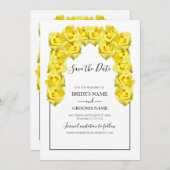 Rustic Yellow Roses Wedding Save the Date (Voorkant / Achterkant)