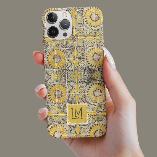 Rustic Yellow Stamped Esthetische Bloemen Case-Mate iPhone Case