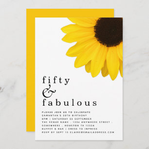 Rustic Yellow Sunflower 50 en Fabulous Birthday Kaart