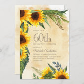 Rustic Yellow Sunflower 60th Birthday Kaart (Voorkant / Achterkant)