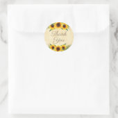 Rustic Yellow Sunflower Bedankt Elegant script Ronde Sticker (Tas)