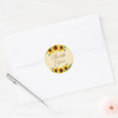 Rustic Yellow Sunflower Bedankt Elegant script Ronde Sticker (Envelop)