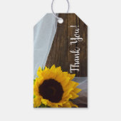 Rustic Yellow Sunflower en Barn Wood Wedding Cadeaulabel (Voorkant)