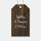 Rustic Yellow Sunflower en Barn Wood Wedding Cadeaulabel (Achterkant)
