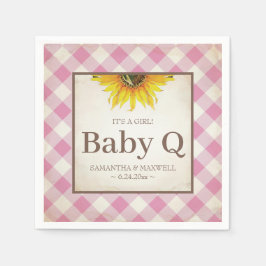 Rustic Yellow Sunflower Girl Baby Q Servet