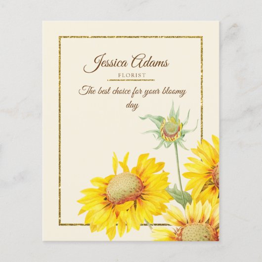 Rustic Yellow Sunflower Waterverf Flyer (Voorkant)