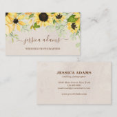 Rustic Yellow Sunflower Waterverf Wedding Visitekaartje (Voorkant / Achterkant)