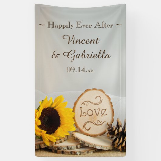 Rustic Yellow Sunflower Woodland Wedding Spandoek (Verticaal)