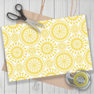 Rustic Yellow White Circle Pattern Tissuepapier