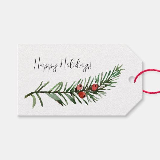 Rustic Yew Tree Branch Gift label Cadeaulabel (Voorkant (Horizontaal))