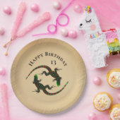 Rustic Yin Yang Lizards Birthday Papieren Bordje (Feest)