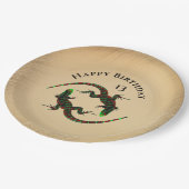 Rustic Yin Yang Lizards Birthday Papieren Bordje (Gekanteld)