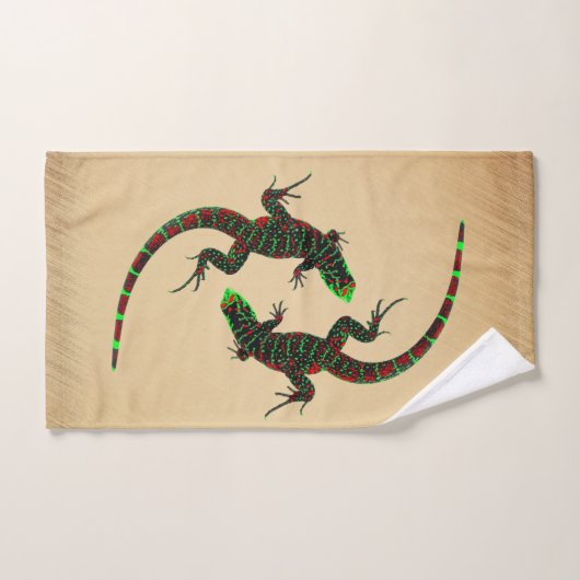 Rustic Yin Yang Lizards Handdoek (Handdoek)