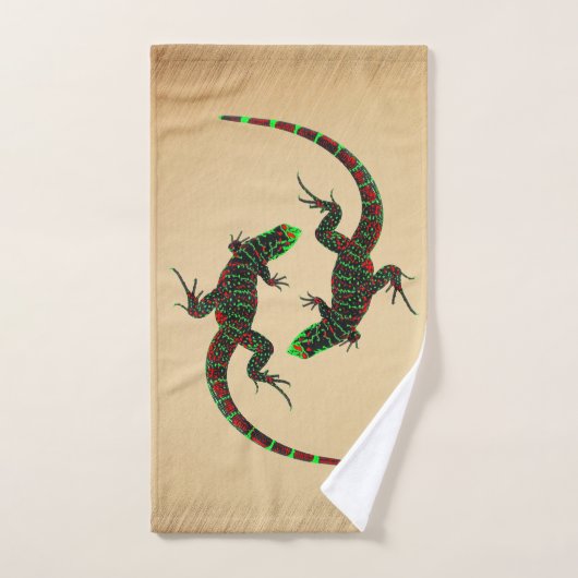 Rustic Yin Yang Lizards Handdoek (Handdoek)