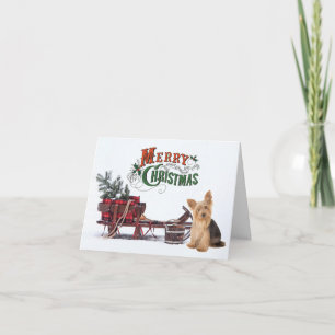 Rustic Yorkie Christmas Kaart