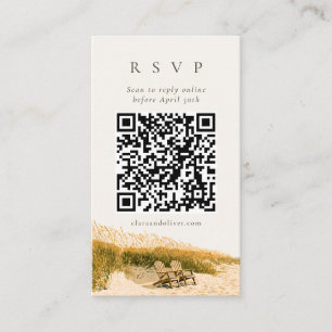 Rustic Zee Gras QR Code Golfkust RSVP Kaart
