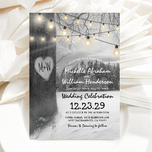 Rustic Zilveren Winterkerstboom Kerstverlichting T Kaart