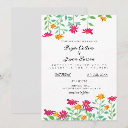 Rustic Zinnia Flowers Weddenschap Kaart (Voorkant / Achterkant)