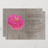 Rustic Zinnias Wedding Invitations Kaart (Voorkant / Achterkant)