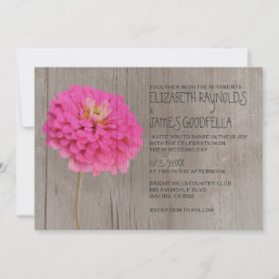 Rustic Zinnias Wedding Invitations Kaart