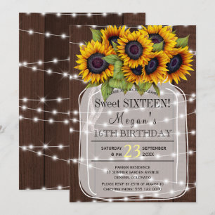Rustic Zonnebloemen lichten metson glas zoete ze Kaart