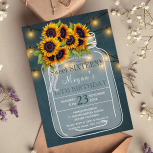 Rustic   Zonnebloemen lichten metson jar zoete zes Kaart