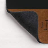 Rustic Zwart & Bruin Leren Afbeelding Geweih Monog Muismat (Hoek)