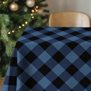 Rustic zwart en blauw buffelplaid tafelkleed