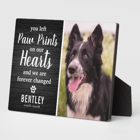 Rustic Zwarte Houten Huisdierherdenking | Foto Aan Fotoplaat (Zijkant)