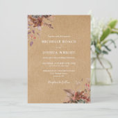 Rusticale herfst bloemige QR-code bruiloft Kaart (Staand voorkant)