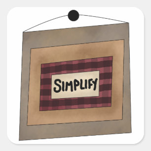 Rusticale Minimalistische Simplify Woord Kunst Bor Vierkante Sticker