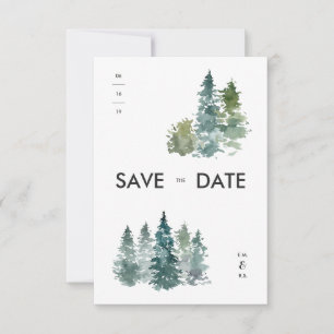 Rusticale Minimalistische Waterverf Dennen Blijf D Save The Date